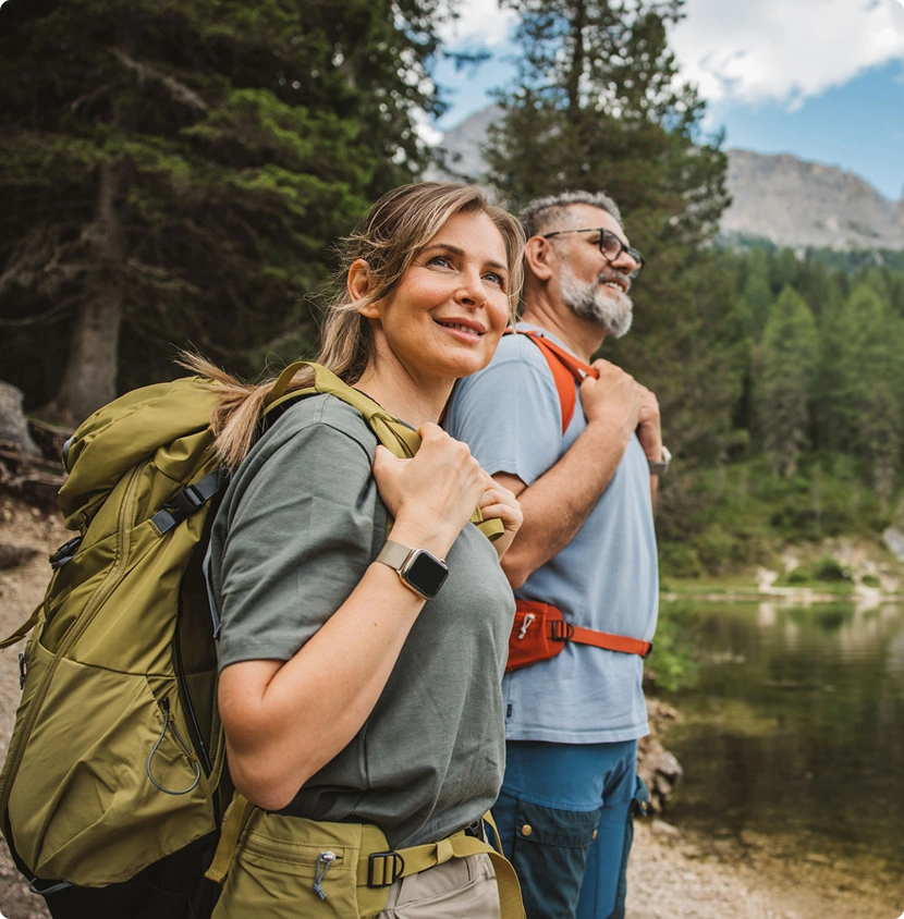 Two hikers enjoying nature